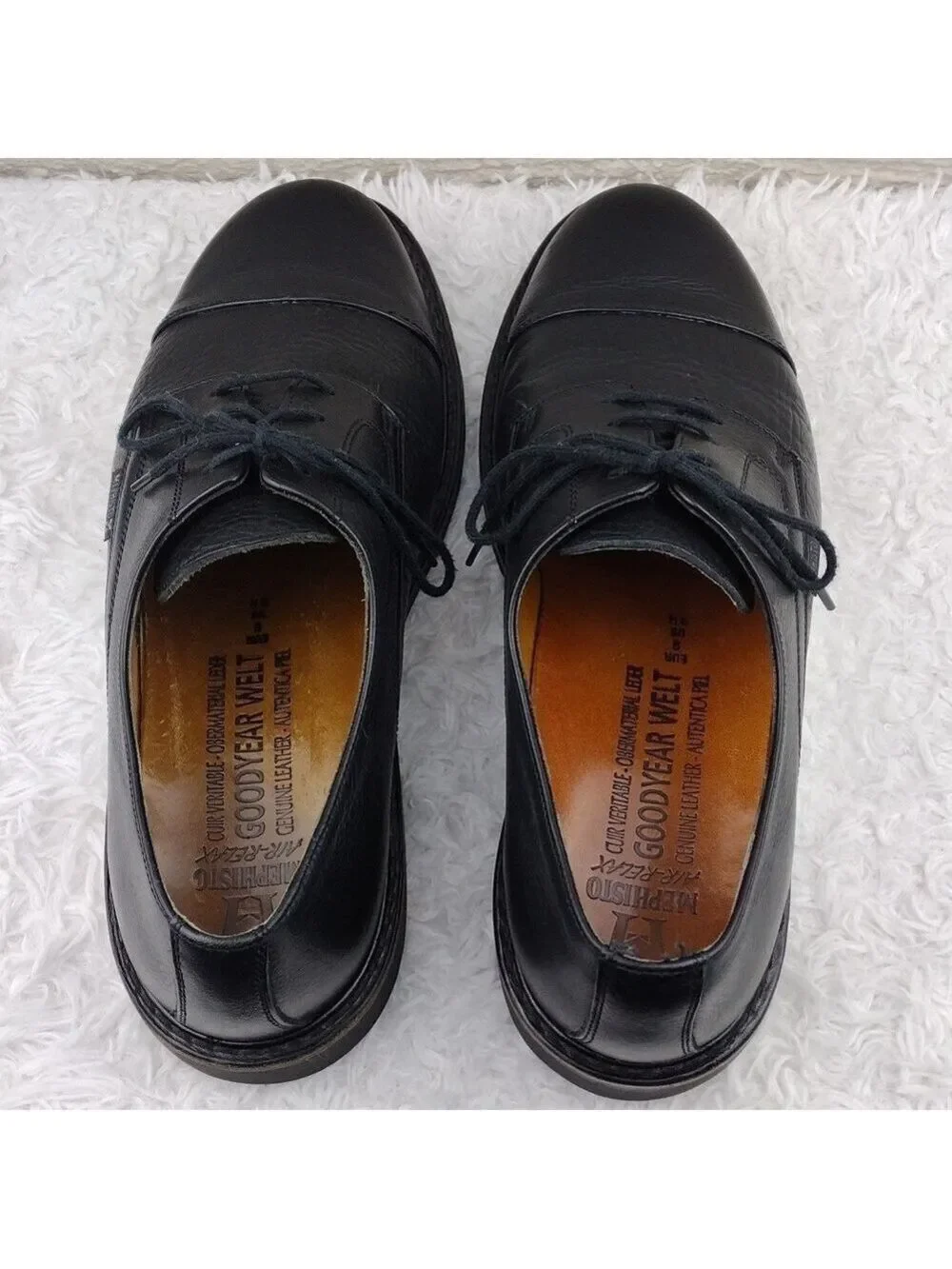 Mephisto Air-Relax Goodyear Welt Men's Black Leather Lace Up  Casual Work Shoe